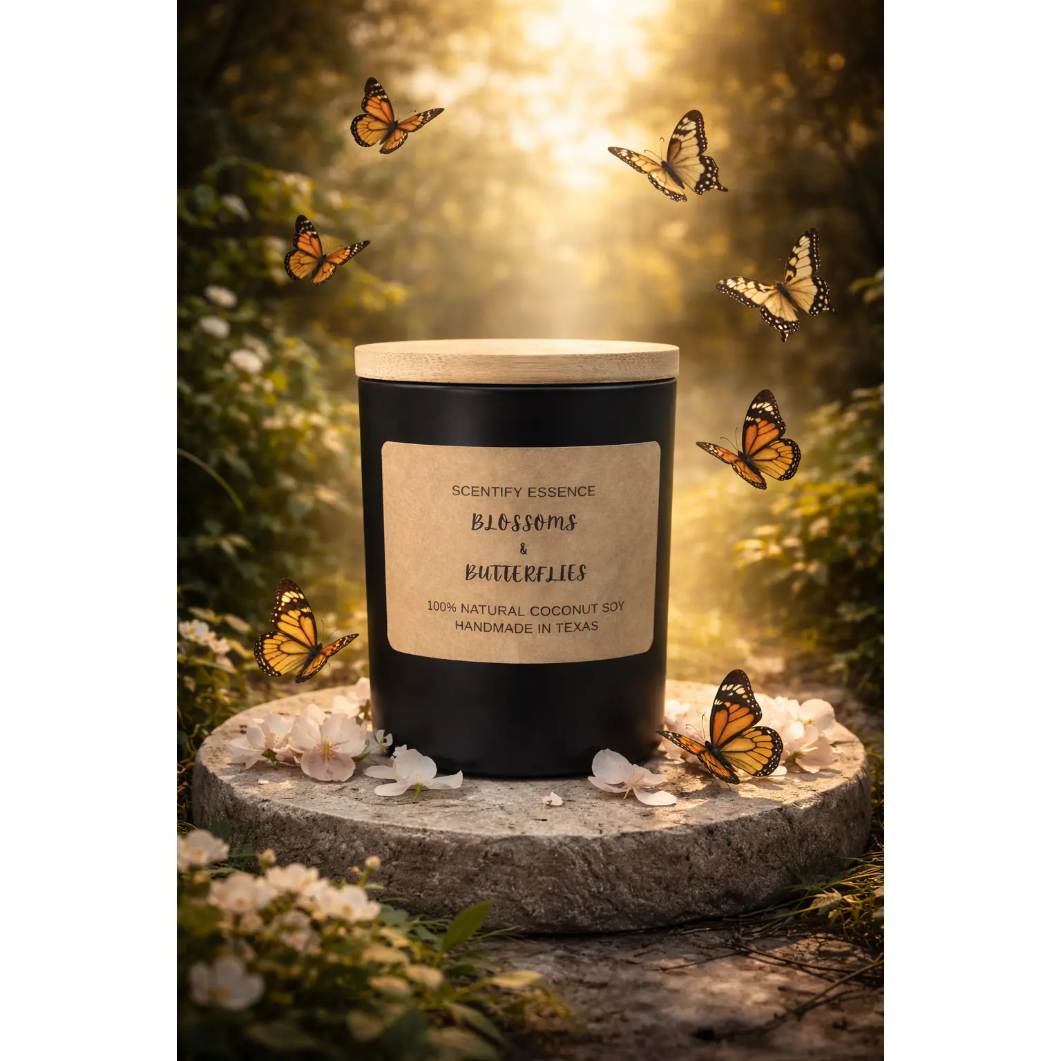 Blossom and Butterflies Luxury Soy Candle | Elegant Bold Floral Home Fragrance | Scentify Essence