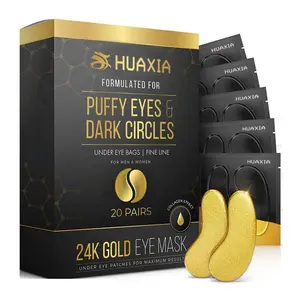 20 Pairs Gold Eye Mask Hydrating Moisturizing Eye Patches Under Eye Balm, Solid Form, Non-Flammable, No Ca Prop 65 Warning, Ideal for Skin Care