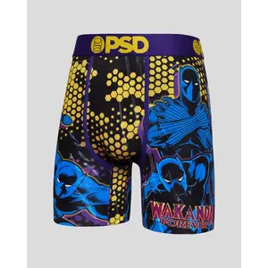 PSD Men's Marvel - Black Panther Boxer Brief - Standard Length 7 Inch Inseam, Soft and Breathable Poly Blend Fabric