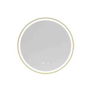 Cooper - 24" Diameter Gold LED Lighting Circular Framed Wall Mirror