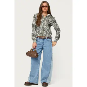 Genna Contrast Panel Low Rise Baggy Jeans