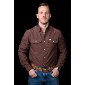 The Collin in Brown- Long Sleeve Snap Shirt
