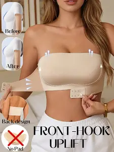 Women Strapless Bra Seamless Front buckle Tube Tops Wireless Anti-slip Bra Sexy Crop Top Underwear Invisible Half Cup One-piece Lingerie Womenswear