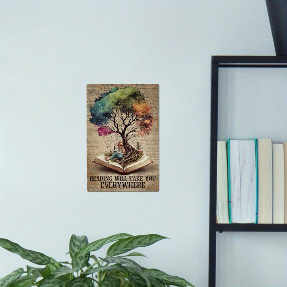 Single Piece of Metal Sign for Reading, Featuring a Vintage Design. This Retro Plaque Serves As an Painting Poster, Perfect for Decorating Walls in Your for home Library, Reading Room, Or Study, Measuring 7.8 by 11.8 Inches