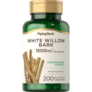 Piping Rock White Willow Bark Capsules 1500mg | 200 Count | Concentrated Extract | Herbal Supplement | Gluten Free, Non-GMO