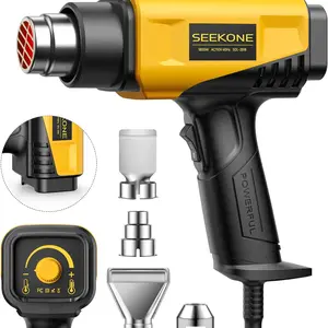 SEEKONE 1800W Heat Gun Compact Design Heavy Duty Hot Air Gun Variable Temperature Control for 2-Temp Settings 122℉~1202℉（50℃- 650℃）Portable Power Tool  with 4 Nozzles for Crafts, Vinyl Wrap, Shrink Tubing