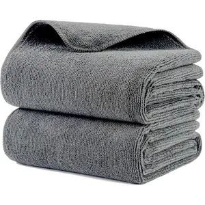 New Microfiber Hair Drying Salon Towels Quick Dry Lint Free 2 Pack Gray