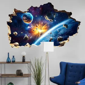 A set of 2 pieces (30*60cm*2pcs) holey cosmic starry sky wall stickers for living room, bedroom and home background decoration B18016-KL