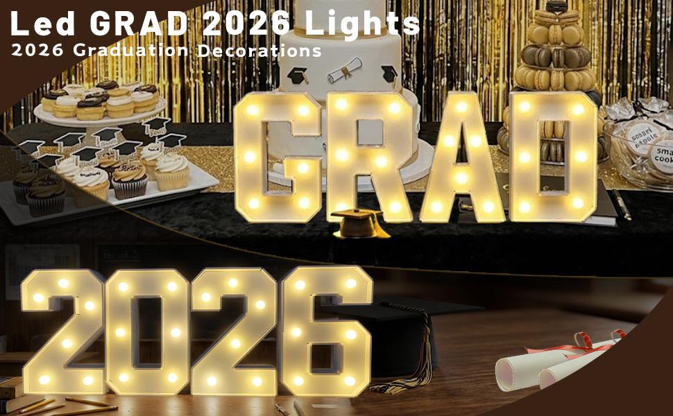 2026 Graduation Decorations - 1FT Marquee Light Up Number For 2026 Graduation Decorations , Suitable For Decoration At Kindergarten, Preschool, High School, And College Graduation Parties