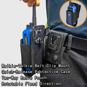 Tactical Radio Outdoor Fast-Release Case, Two-Way Radio Universal Rotating Protection Cover, Walkie Talkie Molle Tactical Quick-Detach Waist Belt Cover,Anti-Fall Holster, Durability