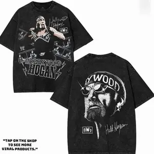 Retro WWE4U NWO Hulk Hogan T-Shirt, Vintage Wrestling Oversized Cotton Tee, 90s WWF Throwback Shirt, Gift for Wrestling Fans Q2Y