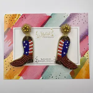 Boots beaded threaded earrings