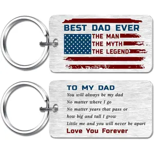 Dad Gifts from Daughter - Flag Keychain for My Father, Dad Birthday Retirement Present for Men, The Man The Myth The Legend