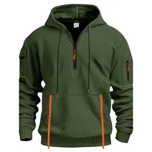 Men's Casual Waffle Knit Long Sleeve Sweater, Fashionable Versatile Pullover for Spring & Fall, Daily Wear Style