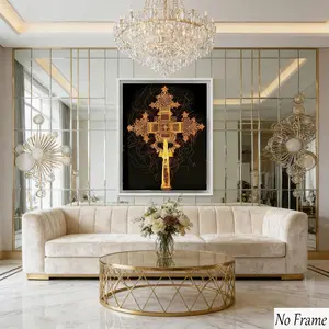Ethiopian Orthodox Cross Poster, Religious Wall Art, Spiritual Canvas Print, Home Decor, Religious Decoration, Christian Faith, African Heritage