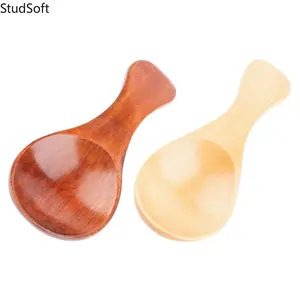 2PCS Mini Wooden Spoons Set, Small Natural Wood Scoops for Tea Coffee Sugar Salt, Kitchen Condiment Spoons, Handmade Wooden Utensils for Home & Cooking