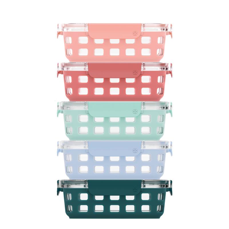 Ello Duraglass™ Meal Prep Containers Set of 5 BPA Free Airtight Food Storage with Leak-Proof Lid Microwave & Oven Safe Kitchen Utensils