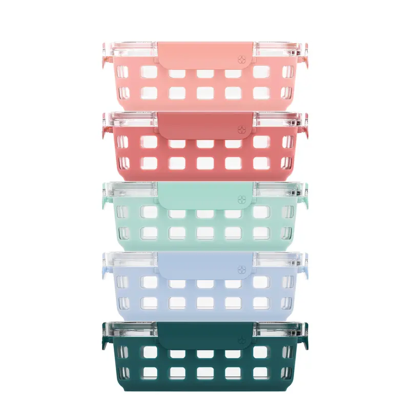 Ello Duraglass™ Meal Prep Containers Set of 5 BPA Free Airtight Food Storage with Leak-Proof Lid Microwave & Oven Safe Kitchen Utensils