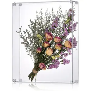 13x16  Shadow Box, Assemble Display Case, DIY Tabletop/Wall Mount Display Frame,  Clear Memory Box for Dried / Room/Birthday/Wedding/Party(13x16x3", Assemble Frame)