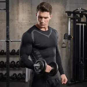 Men's Long Sleeve Compression Shirt - High Elastic Quick Dry Muscle Fit Base Layer Top for Gym Workout & Sports Training, Moisture Wicking Athletic Wear