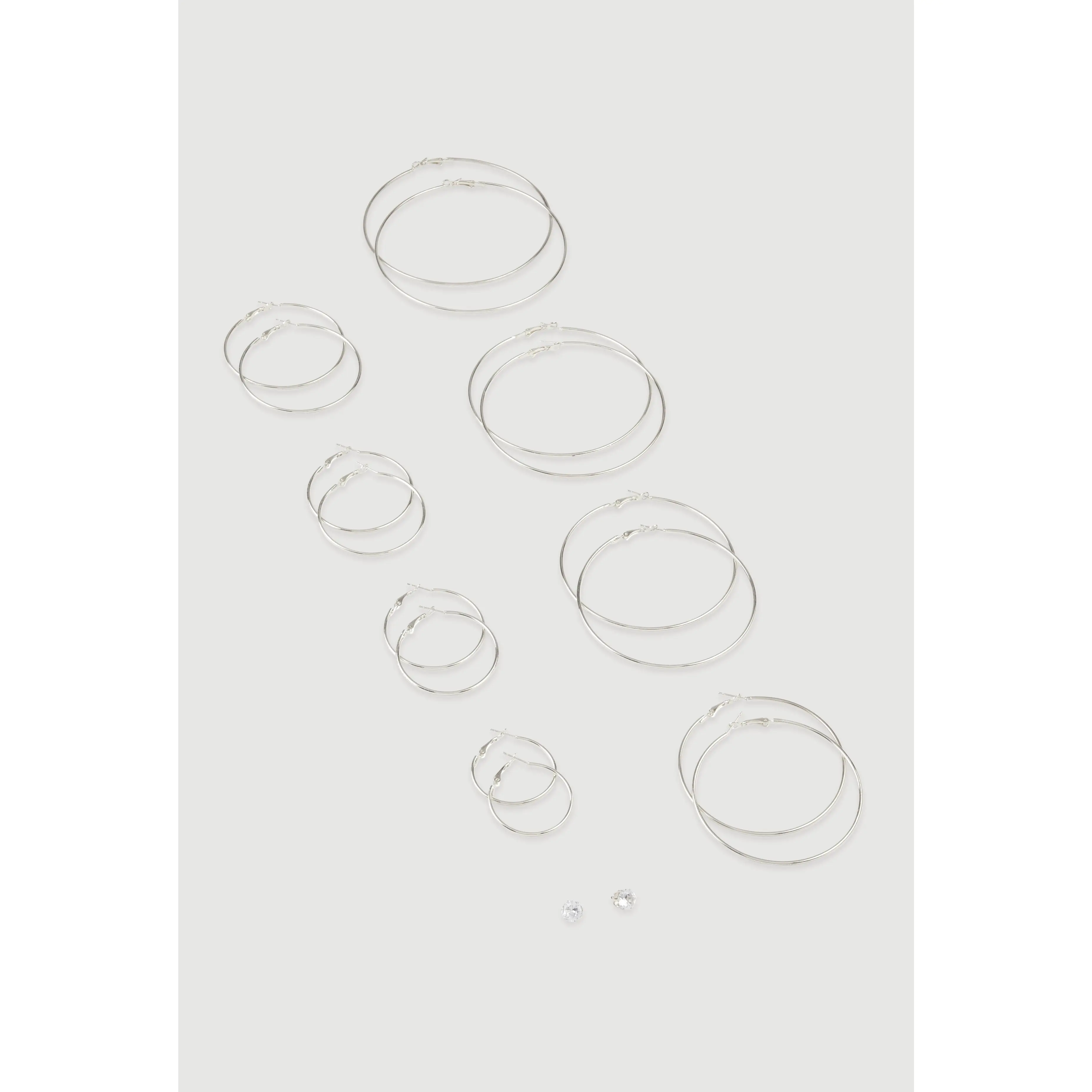 Metallic Hoop and Stud Earrings Set of 9