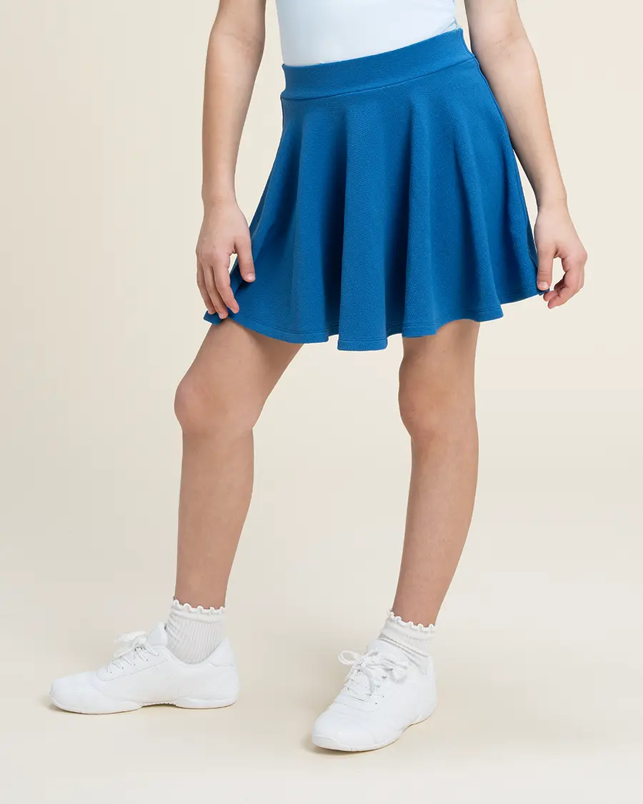 Girls' Breathable Casual Sporty Skort - Polyester Mix Fabric, Flared Cut, Stretchy Fit, Athletic Style With Built-In Shorts, Breathable Skort