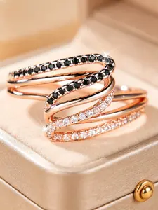 Minimalist Style Spiral Hollow Design Ring, Artificial Diamonds, Casual All-Season Jewelry, Unisex Party Accessory
