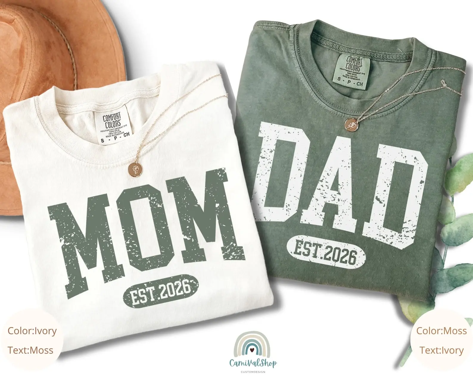 Matching Mom And Dad Shirts, Custom EST 2026 Shirt, New Parents Gift, Baby Shower Outfit, Personalized Mom Dad Tee, Expecting Parents Shirt