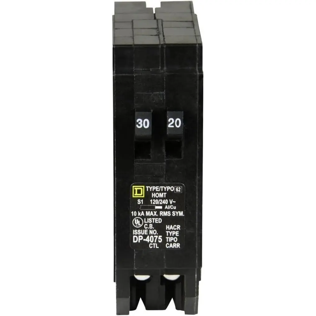 - HOMT3020CP Homeline 1-30-Amp 1-20-Amp Single-Pole Tandem Circuit Breaker