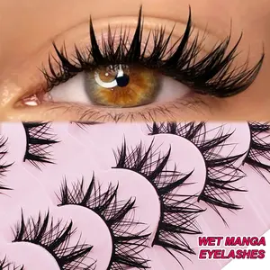 7 Pairs Wet Look Cat Eye Volumized False Eyelashes, Pointed Tip Design, Natural Looking Fake Lashes, Perfect for Daily Wear & Special Occasions