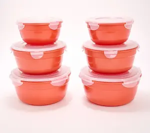 LocknNLock 6-Piece Nestable Colored Body Bowl Set