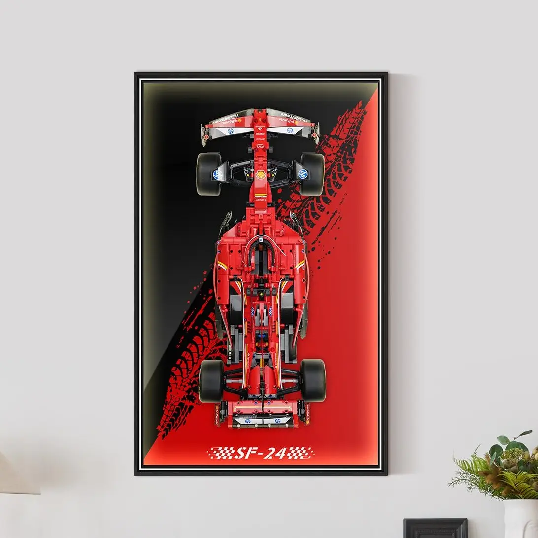【Car Not Included】Display Wallboard Compatible With 42207 Technic SF-24  Car with LED Light, Secure Wall Mount or Desktop Showcase Holder,Gift Ideas for  Car Wall Mount Lover For Chrismas gift