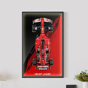 【Car Not Included】Display Wallboard Compatible With 42207 Technic SF-24  Car with LED Light, Secure Wall Mount or Desktop Showcase Holder,Gift Ideas for  Car Wall Mount Lover For Chrismas gift