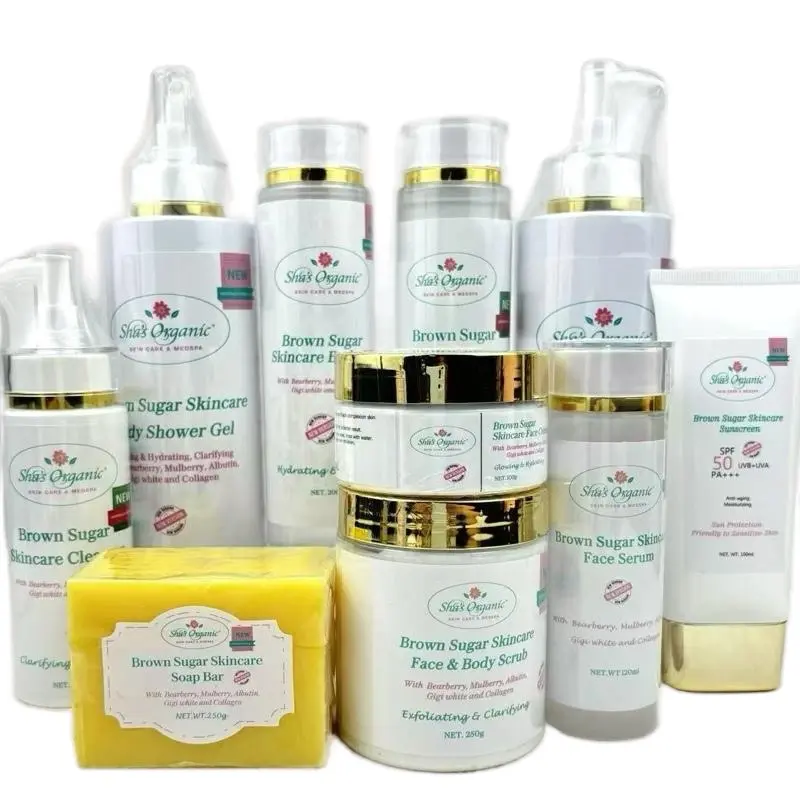 The New Improved Brown Sugar Body Set - Bearberry Nourishing and Smooth Skin Care Cleanser Gel Hydrating Exfoliant Cleansing Moisturizing Kit Gentle Lotion Cream