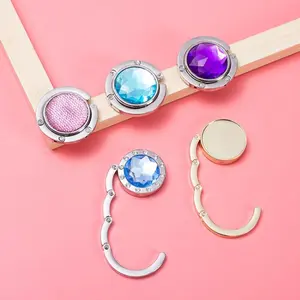 Portable Desktop Hook Set, Foldable Durable Zinc Alloy with Colorful Edges, Luggage Desk Hooks, 1 Piece, Ideal for Travel and Home Use