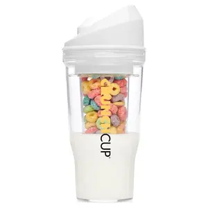 Crunchcup XL White: Portable Plastic Cereal Cup for Breakfast on the Go, Bpa-Free & Dishwasher-Safe CrunchCup