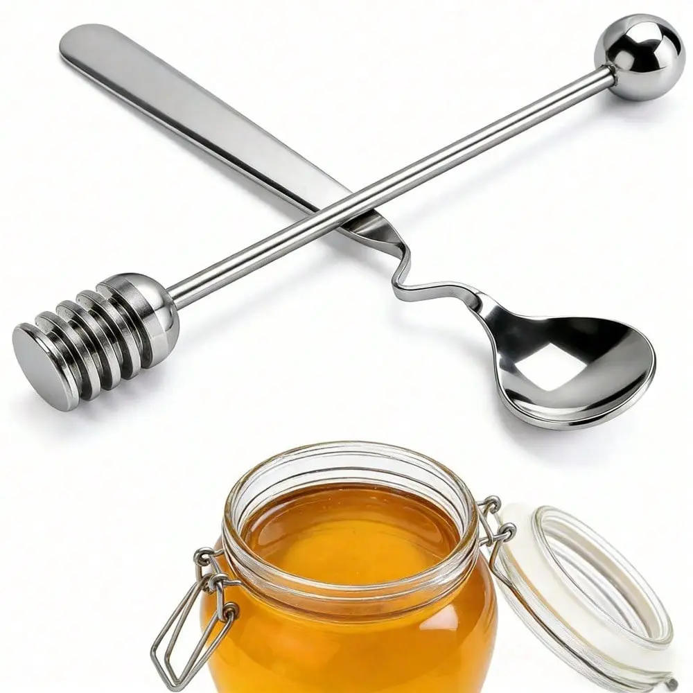 2-Piece Honey and Jam Serving Spoon Set, Reusable Syrup Scooping and ...