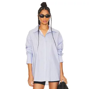 LIONESS Boyfriend Shirt in Blue Stripe