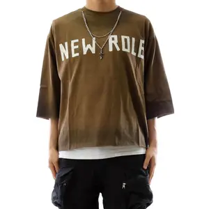 Kleep 'New Role' Premium Heavy Garment Cropped T-Shirt With Detachable Neckless (Brown) KT1960S