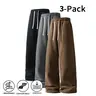 3‑Pack Men’s Wide‑Leg Sweatpants, Drawstring Elastic Waist, Loose Fit Pants, Breathable Stretch, Fall/Winter Casual Street Wear
