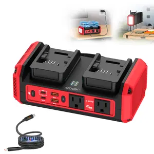 AZOCEK 350W Pure Sine Wave Power Inverter for Milwaukee M18 Battery, 140W USB-C PD 3.1 Laptop Fast Charger & 7A Rapid Battery Recharging Hub, Portable 110V AC Power Station with 600LM LED (Battery Not Included)