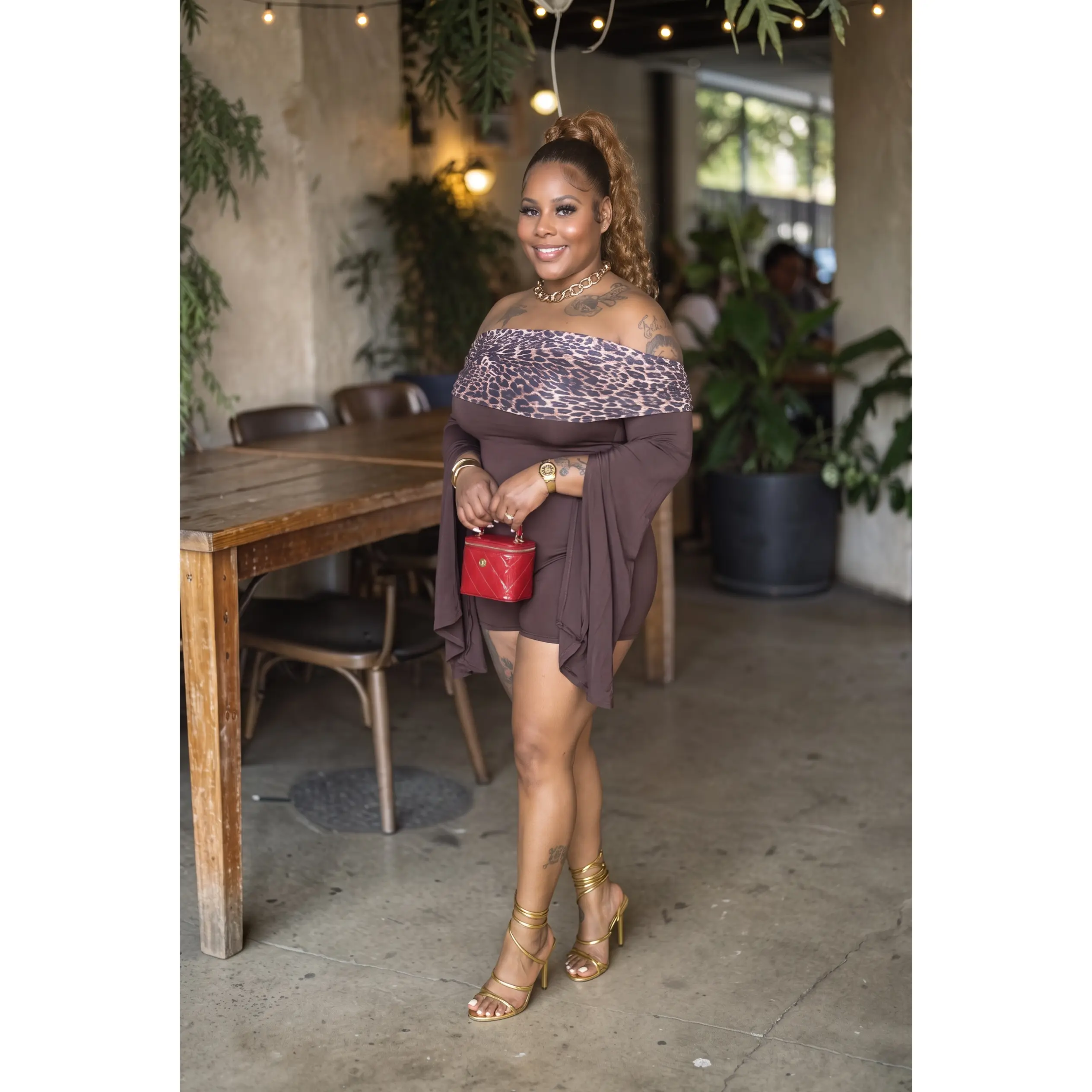 Leopard Lust off shoulder Romper