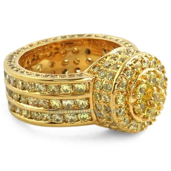 Women's Lemonade Cluster Statement Ring - Custom Iced Out Hip Hop Costume Jewelry with Cubic Zirconia Stones, Jewellery Accessories