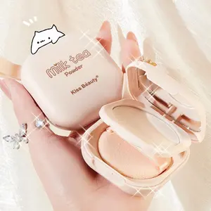 All-In-One Foundation Box, Long-Lasting Waterproof Compact Buildable Powder Foundation, Oil Control Matte Finish, Portable with Mirror & Powder Puff