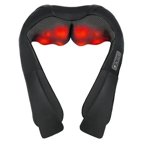 3D Kneading Shiatsu Neck Massager Pillow - Electric Portable Spa, PU Leather, 8 Large Nodes, 4 Small Nodes, 3-Speed, 110-120V/220-240V, Black, AC/Car Use, Family Adult Gift for Home Travel (Home Supplies), Adjustable Back Body Pain Relief