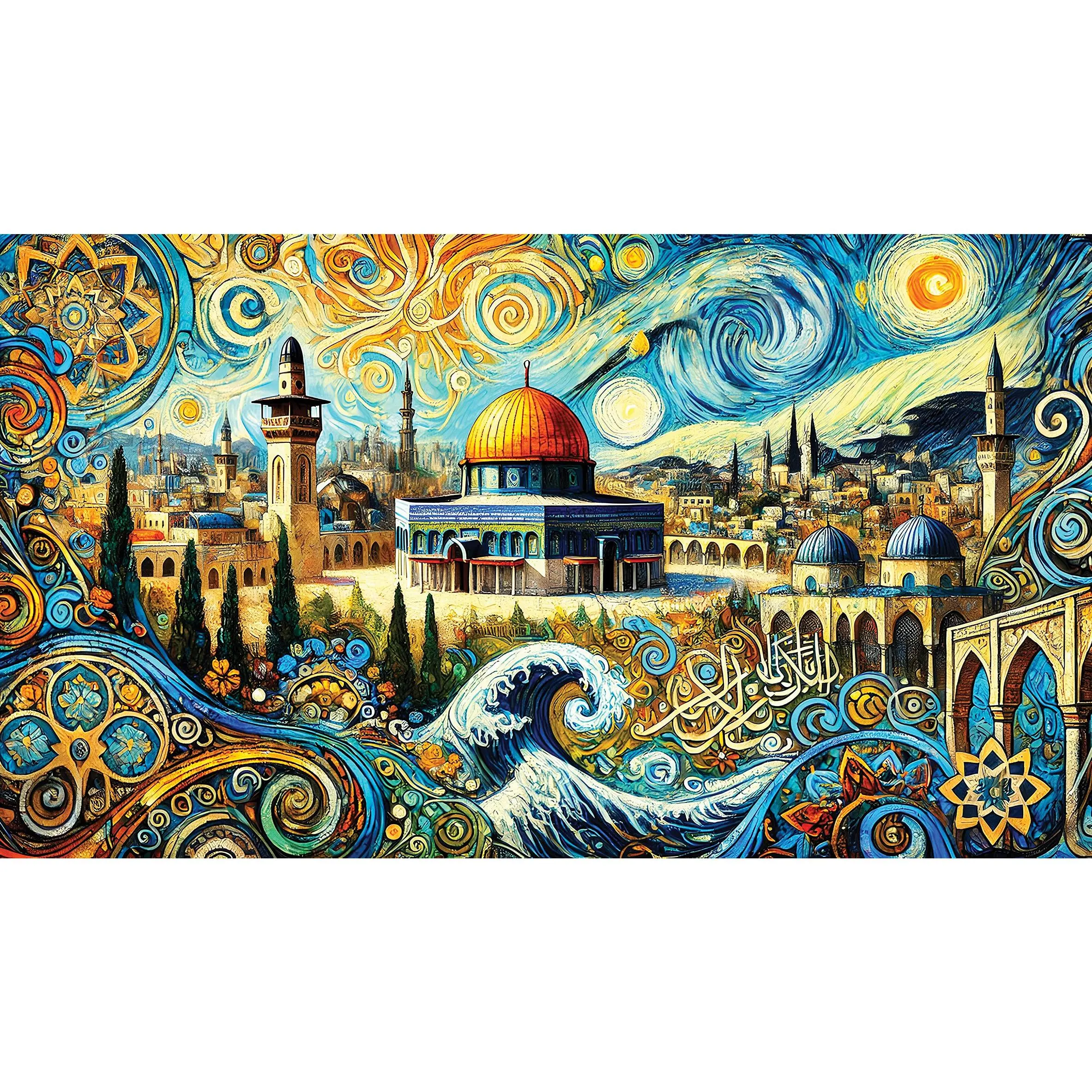 Jerusalem Visions: 500-Piece Van Gogh-Style Dome of the Rock Puzzle - Holy Land