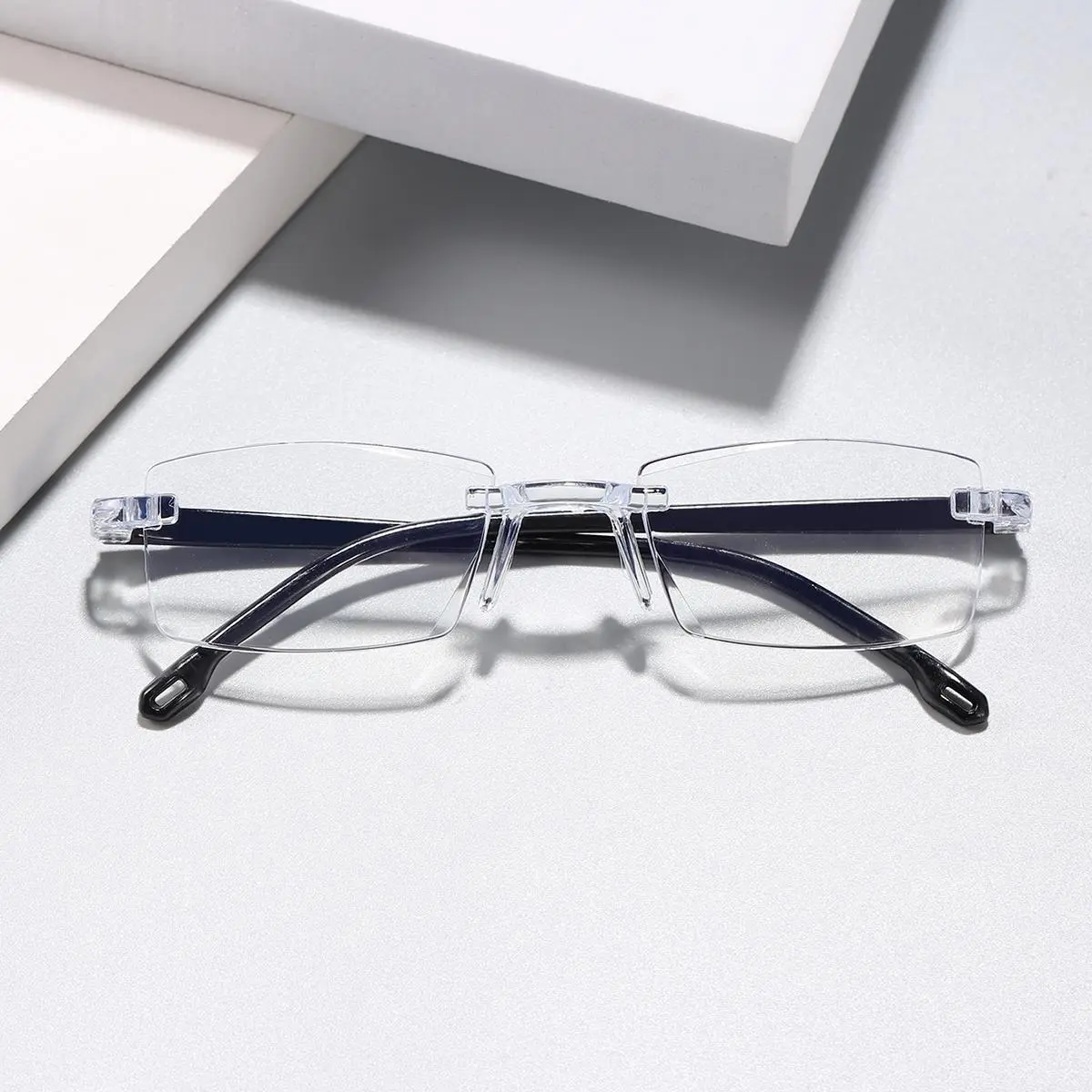 Men Women Unisex No Frame Rectangle Reading Glasses, Lightweight Durable Stylish Trendy Eyeglasses for Daily Use, Comfortable PC Lenses, Non-Sensitive Goods, High Quality Eyewear