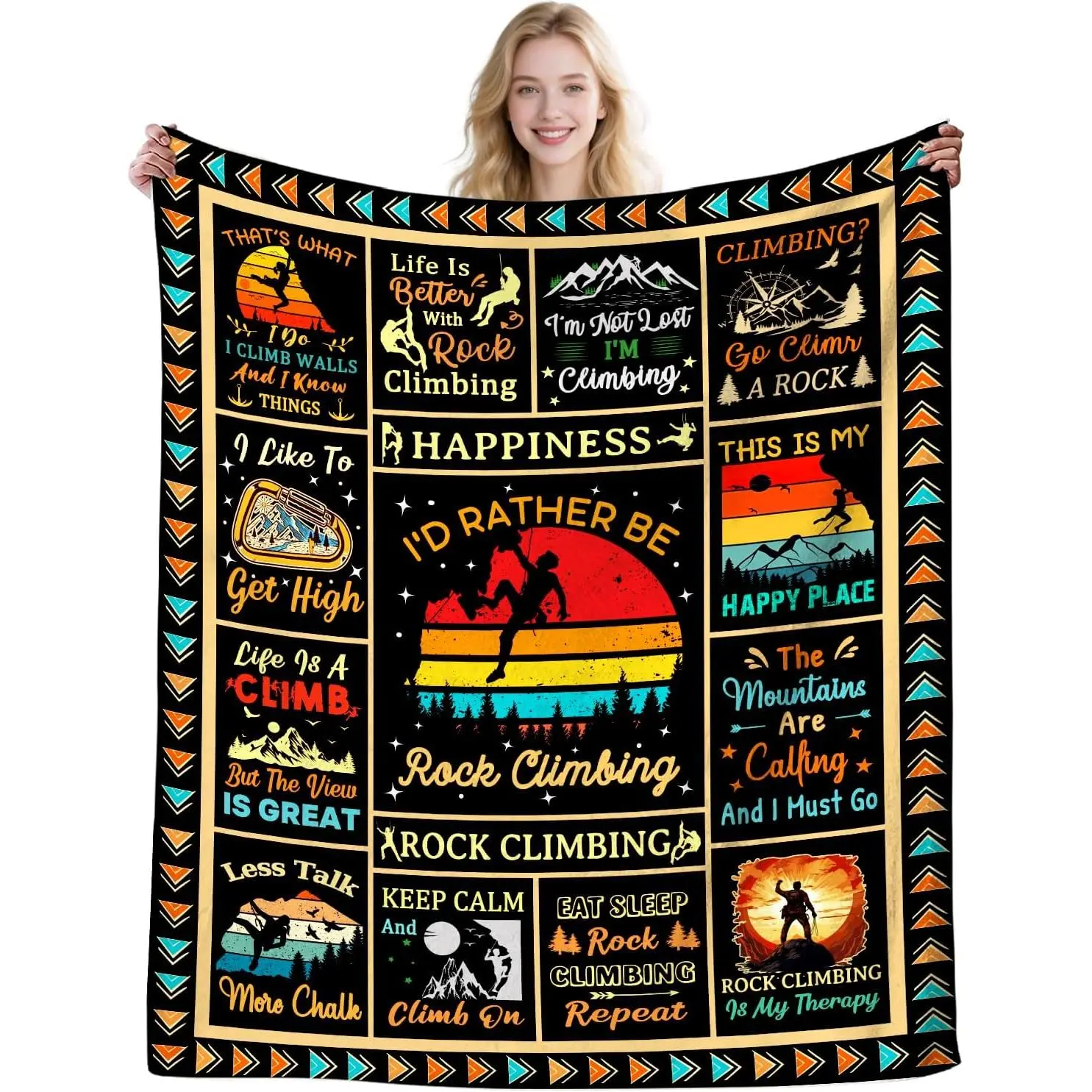 Rock Climbing Blanket Gifts for Women Men Adults Rock Climbers,Soft Cozy Flannel Rock Climbing Blankets Throw for Adventurers and Outdoor Enthusiasts 50"x40"
