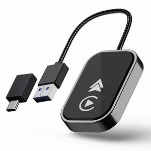 2026 Best Wireless CarPlay Adapter for iPhone/Android. Advanced A7 Pro Chip Convert Wired to Wireless 2 in 1, Plug & Play, Durable Braided USB Cable, Low Latency, Dual Band WiFi, Compatible with iOS 10+ and Android 11