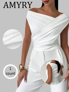 Women's Solid Color One Shoulder Romper, Casual Fashion Romper for Daily Outdoor Wear, Women Jumpsuit for Summer, Overalls